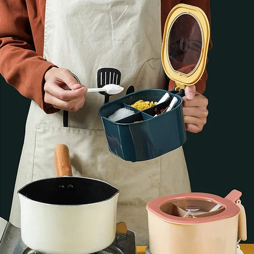 4 In 1 Partition Kitchen Seasoning Spice Box with Spoons