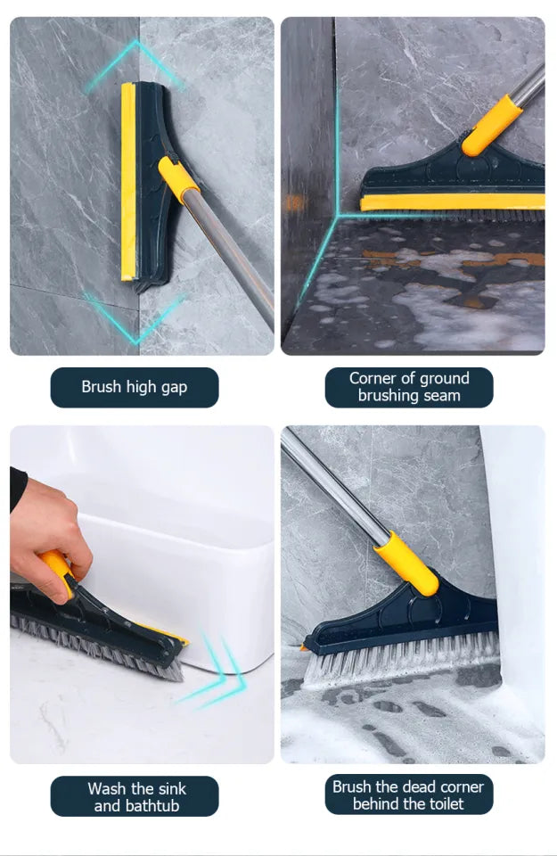 Bathroom Long Handle Brush Bristles Floor Ceramic Tile Wall Seam Scrub Toilet Bath Cleaning Tool