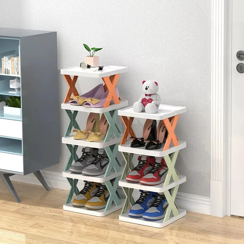 X Shape Stackable Shoe Rack Shoe Stand Support Home Door Entrance Shoes Rack Space Saving Cabinet Shoe Storage Organizer