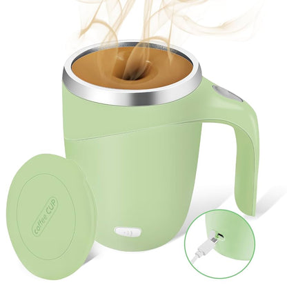 Rechargeable Stirring Mug Electric Mixing Cup for Protein Drinks Hot Chocolate Green