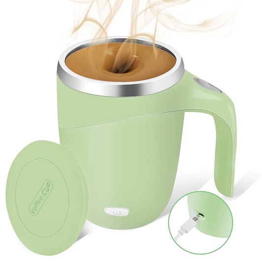 Rechargeable Stirring Mug Electric Mixing Cup for Protein Drinks Hot Chocolate Green