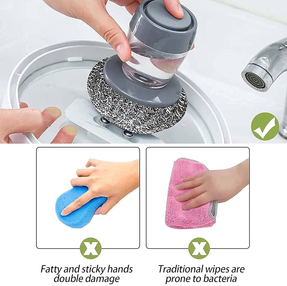 Dish Washing Brush With Liquid Soap Dispenser