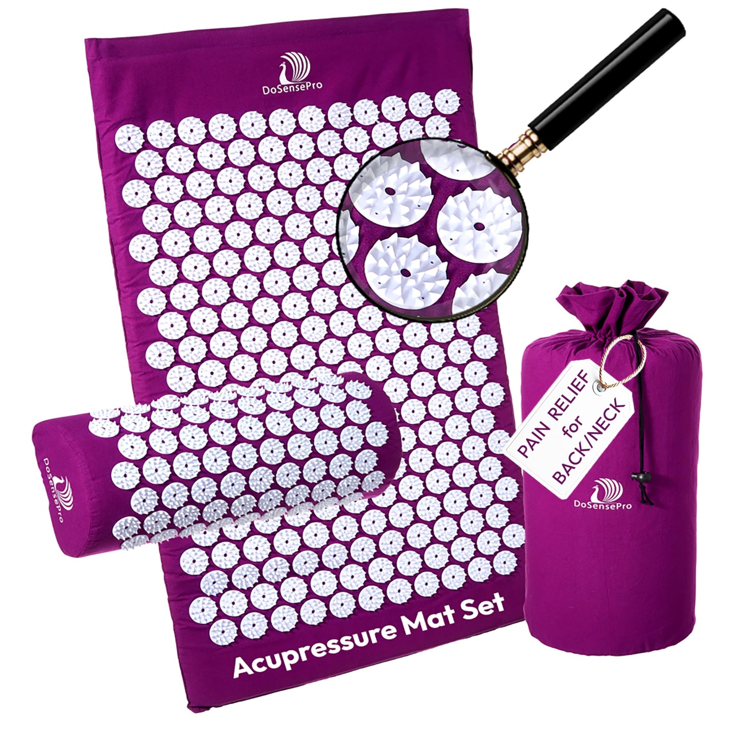 Acupressure Mat and Pillow Set-Ideal for Back and Neck Pain Relief,Stress Reliever,Muscle Relaxation and Massage