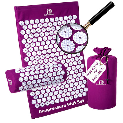 Acupressure Mat and Pillow Set-Ideal for Back and Neck Pain Relief,Stress Reliever,Muscle Relaxation and Massage