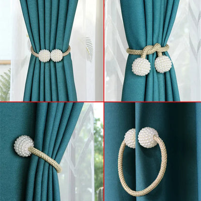 curtain tiebacks | Curtain Tiebacks Curtain Buckle Draperies Pearl Magnetic Rope Braided Straps Ball