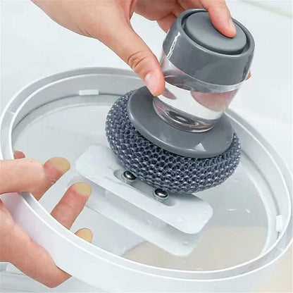 Dish Washing Brush With Liquid Soap Dispenser