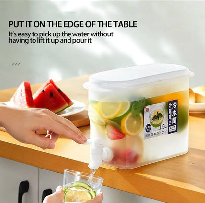 Cold Water Jug With Tap Water Beverage Drink Dispenser Fruit Teapot Tank (3.5 L)