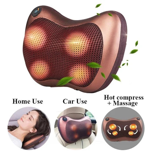 Head Neck Body Massage Pillow Heating Kneading Home Car Dual Use Body Cervical Lumbar Waist Leg Pain Relief Massager Health Care