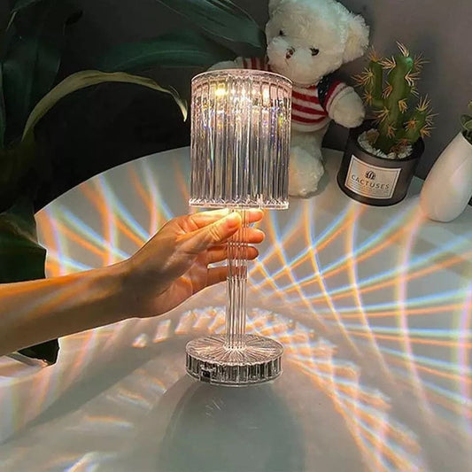 Luxury Crystal Diamond Table Lamp Touch Control RGB Color Light Bedroom Romantic