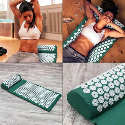 Acupressure Mat and Pillow Set-Ideal for Back and Neck Pain Relief,Stress Reliever,Muscle Relaxation and Massage